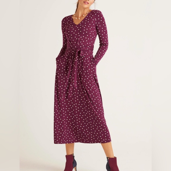 kate middleton polka dot dress burgundy Oasis Brown Ruched Halter Neck Mini Dress - US 14 main image 1